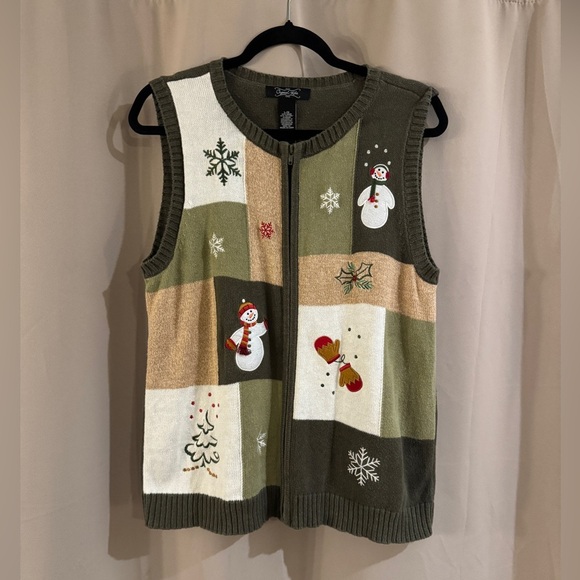 Crystal Kobe Festive Patchwork Sweater Vest - Picture 1 of 5
